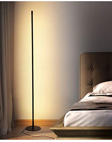 BVTECH Smart LED Floor Lamp Dimmable Standing Uplight Lamp with Remote Control, Modern Ultrathin 3 Color Temperatures in One LED Standing Lamp (Not Foldable)