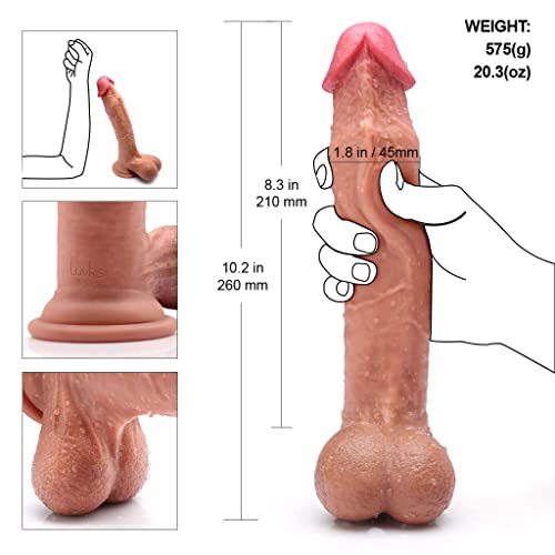 Luvkis Gode réaliste de 9,8 pouces avec 2 balles de forme complète.