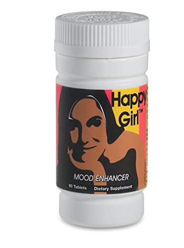 Happy Girl Mood Enhancer Supplements Natural Support for Anxiety, Stress Relief, Promotes Concentration & Mental Performance. Easy Swallow Pills - 1 Month Supply - 90 Tablets - Made in the USA (Best Natural Mood Enhancer)