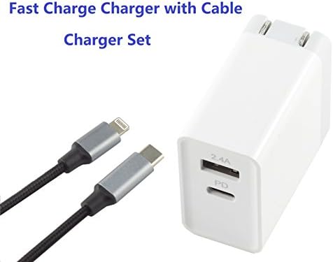 Nsiucion Charger Set: 30W USB-C PD Wall Charger with Fast Charge USB Type-C to Lighting Cable for iPhone X iPhone 8 iPhone 8 Plus iPad Pro