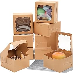 Kraft Bakery Boxes with Window 4x4x2.5 inches Small