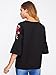 Floerns Women's Floral Embroidery Loose Blouse Bell Sleeve Top Black Rose L