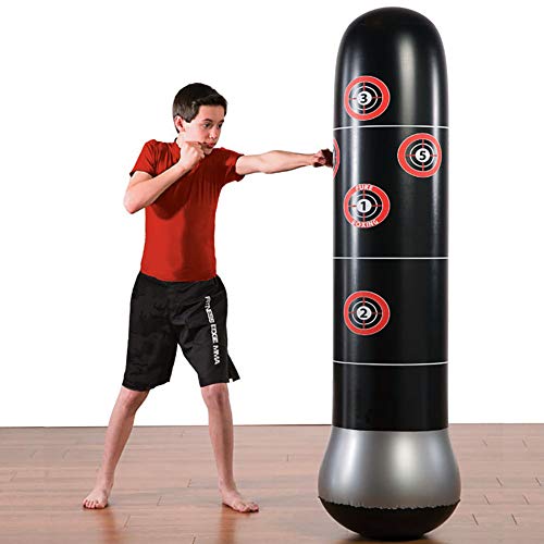 Inflatable Punching Bag, Freestanding Punching Bag, Standing Kickboxing Bag, Heavy Training Bag 63inch Include Air Pump for Adults Kids