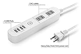 Yubi Power Compact Power Strip Surge Protector with 4 USB Ports (Total of 4.8A) and Dual 100-240V Outlets / 3 Feet Long Cord