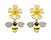 Gold Plated Bee Stud Dangle Drop Earrings for Women Yellow Flower Crystal Jewelry by SUNSCSC