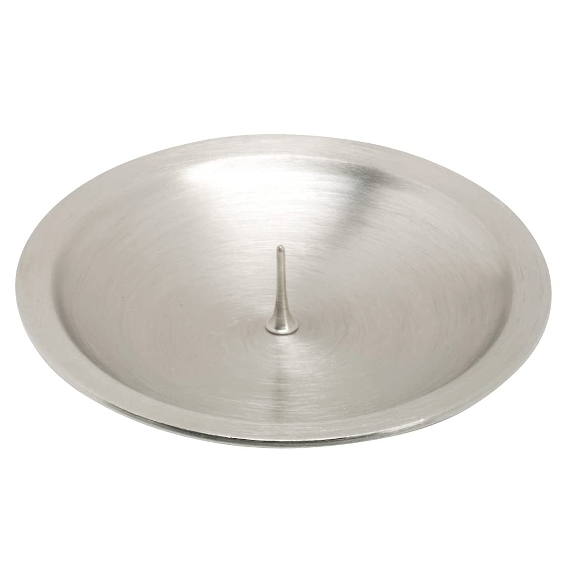 NKlaus candle plate brass silver matt Ø 8cm with spike 0,5cm thick For candles up to Ø6cm. 10973
