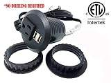 Desktop Power Grommet Outlet Data Center, 2" or 3" Hole No Drilling Required, 2 Outlet W/2 USB Ports(FREE RETURN) (BLACK - 2" (No Drilling Required- 6ft Power Cord))