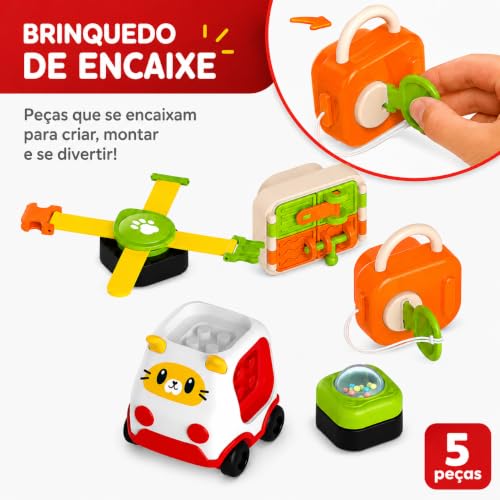 Cubo de Atividades Montessori 5 em 1 Brinquedo de Encaixe Sensorial Bebê