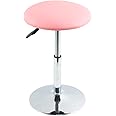 FURWOO Short Round Spa Stool - Height Adjustable Vanity Stool Swivel Bench for Bedroom & Living Room - Pink