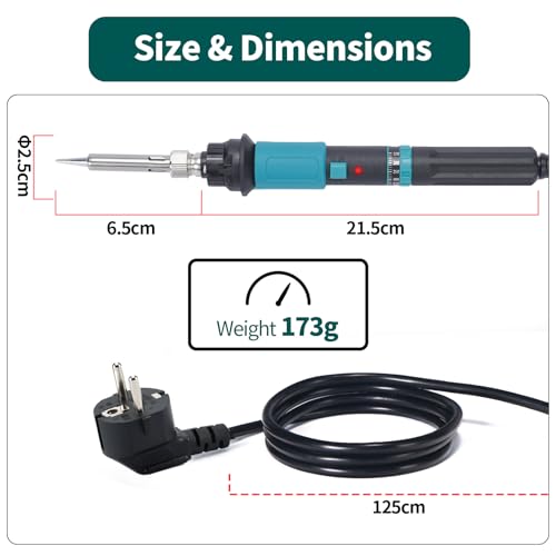 YIHUA 947-IX Electronic Soldering Iron Kit with Adjustable Temperature 220~480°C, Electric Soldering Iron Ignition Button Temperature Controlled ESD-Safe with 5 Soldering Tips Holder (EU PLUG)
