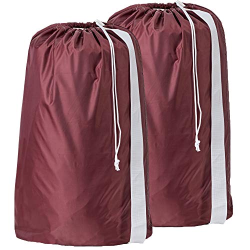 HOMEST 2 Pack XL Nylon Laundry Bag with Strap, Machine Washable Large