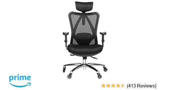 Duramont Ergonomic Adjustable Office Chair With Lumbar Support And Rollerblade Wheels High Back With Breathable Mesh Thick Seat Cushion