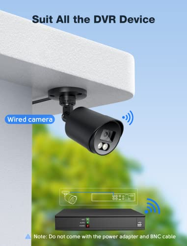 Wired Security Camera, EZFIX 1080P 100ft Full-Color Night Vision 2.0MP CCTV Camera (Hybrid 4-in-1 HD-CVI/TVI/AHD/960H Analog CVBS), 2PCS LED, 82.2° View Angle, Waterproof Surveillance Camera (Black)