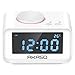 Alarm Clock Radio, AKASO Digital Alarm Clock for Bedroom with Snooze Function, 5 Dimmer Brightness, Thermometer, Dual Alarm Clock - USB Charging port for iPhone/iPad/iPod/Android and Tablets, White