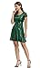 Women Halloween Skater A-Line Costume Scaled Mermaid Short Sleeve Dresses Green 2XL