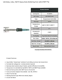 Weller W100PG, Soldador resistente Weller Farenheit con punta CT6F7, 100 W, Grado 700
