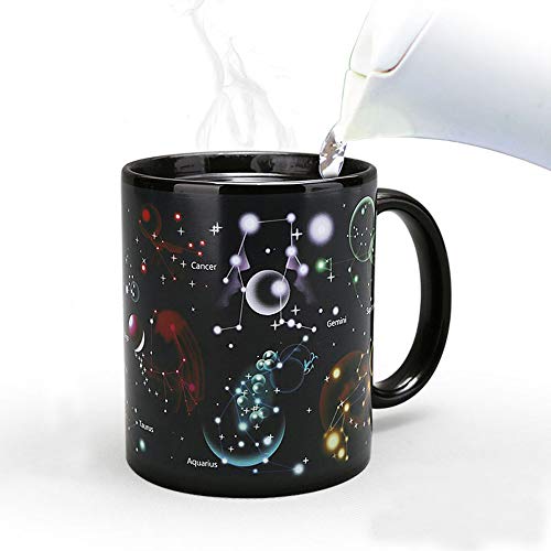 Constellation Mug Heat Changing Color Magic Coffee Mug Heat Sensitive Porcelain Tea Cup Morphing Creative Mug Home Ceramic Cup Novelty Mugs Xmas Funny Gifts(12 OZ)