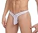 Youngbox Men's Thong G-String Sexy Mesh See Through Briefs Underwear, US L/Asia Tag XL(Waist 31-34), White