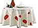 My Jolie Home 63-Inch Round Tablecloth Ivory White Red Poppy Flower, Holidays, Christmas Stain Resistant, Washable, Liquid Spills Bead up, Seats 6 to 8 People (Other Size: 60x80, 60x95, 60x120)