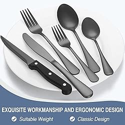 48-Piece Black Silverware Set with Steak