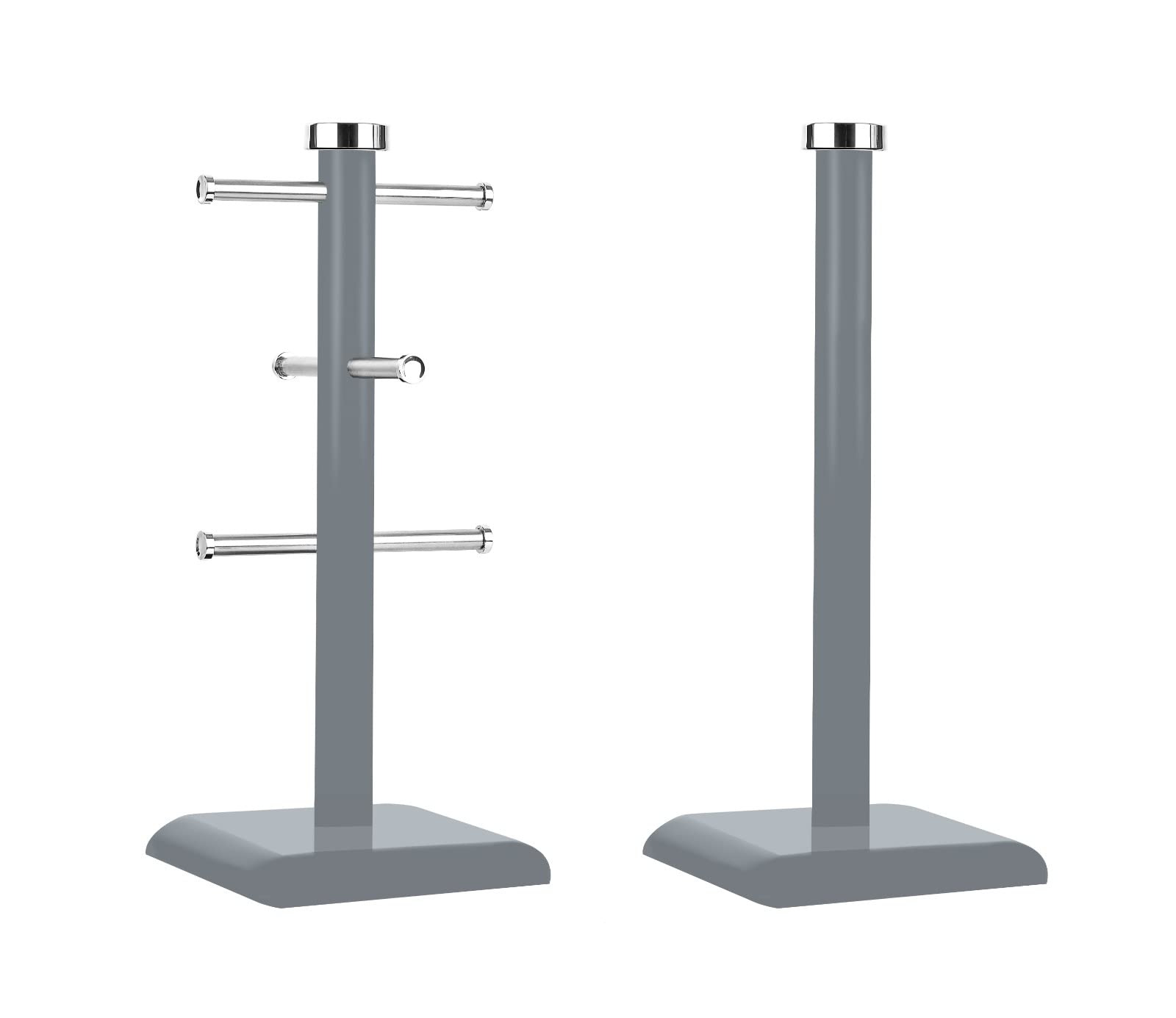 Royal Cuisine Kitchen Roll Holder & Mug Tree Set Paper Towel Holder Mug Stand for Kitchen Countertop Cup Holder Durable Mug Holder kitchenware Storage Accessories (Grey)