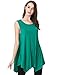 JollieLovin Womens Plus Size Loose-fit Sleeveless T-Shirt Tank Tunic Top(L, Deep Green)