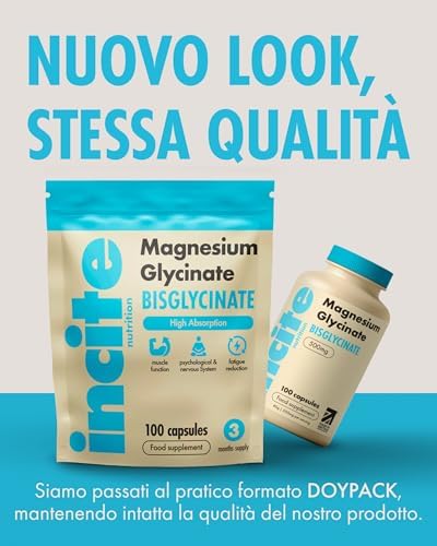 Integratore al Magnesio Bisglicinato – 500 mg – Qualità Premium – 100 Capsule Naturali e Vegane (Fornitura per 3 Mesi) ad Alta Concentrazione con la Massima Biodisponibilità