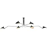 Modern Wrought Iron Metal Branch Tube 3 Arm 6 Arm Adjustable Shading Light Chandelier - Black - Restaurant Corridor (D280*H70