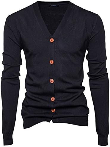 Also Easy Men's Wool Sweaters Men's Fashion Cardigan Solid Mandarin Collar Sweater Casual Standard of Sweaters Black L