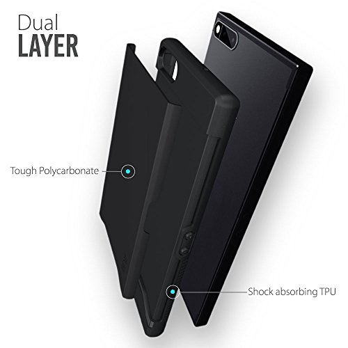 Razer Phone Case, TUDIA Slim-Fit HEAVY DUTY [MERGE] EXTREME Protection / Rugged but Slim Dual Layer Case for Razer Phone (2017 Version) (Matte Black)