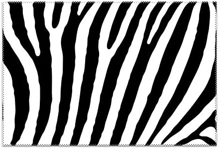 Placemats Set of 6 Heat-Resistant Black Zebra Placemat for Dining Table Stain Resistant Table Mats Easy to Clean