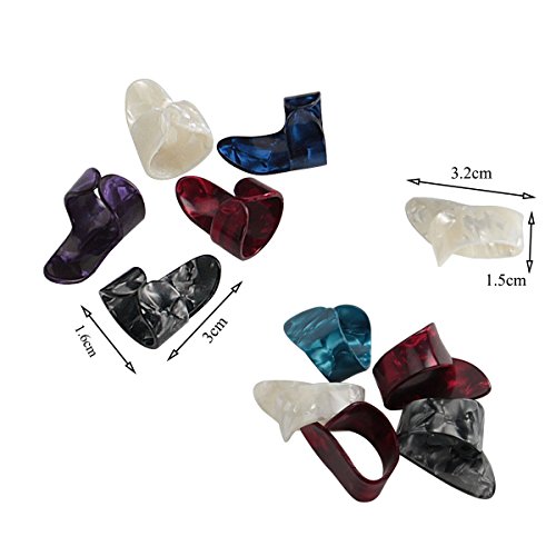 Pakala66 Electric Acoustic Guitar Finger Picks Thumb Picks Set Guitar Picks with Grid Case Storage Box-Pack of 15 (A)