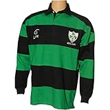 Malham Irish Rugby Shirt Men, Green Blue Shamrock Crest, Irish Fan Shirt.