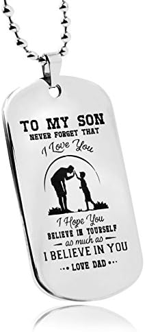 LITTONE® Dad Mum To Son Mens Jewelry Dogtag Pendant Necklace Military Stainless Steel Dog tag Love Gifts