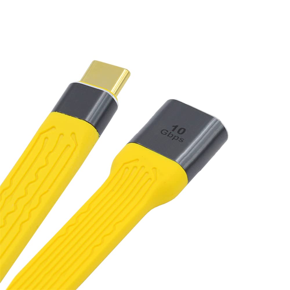 NFHK Yellow USB 3.1 Type C Male Host to USB3.0 Type A Female OTG Flat Slim FPC Data Cable for Laptop & Phone