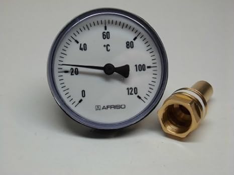 Afriso Bimetall Zeigerthermometer 0-120°C. 63 mm mit Kunststoffgehäuse
