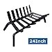 Fireplace Log Grate 24 inch Wide Heavy Duty Solid Steel Indoor Chimney Hearth 3/4 Bar Fire Grates for Outdoor Fire Place Kindling Tools Pit Wrought Iron Wood Stove Firewood Burning Rack Holder Black primary