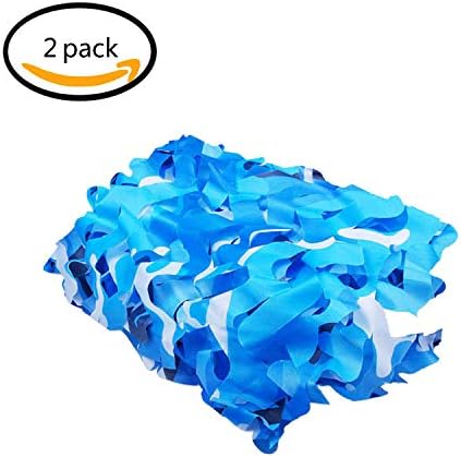 CAMODUXY Woodland Camo Netting, 2pcs Blue Ocean Camouflage Net Camping Hunting Shooting Sunscreen Shade Hidden Party Military Game Decorations, 6.6x10ft/2x3 m
