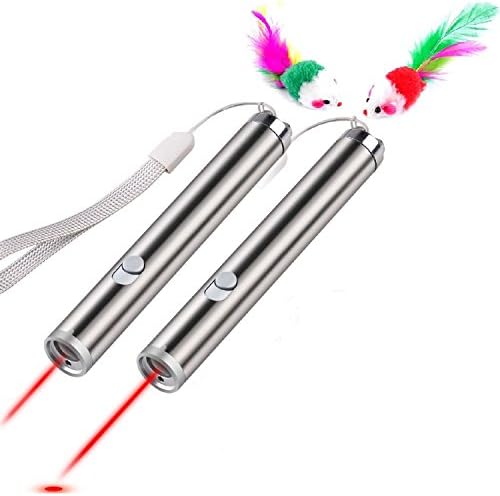 Awaiymi Laser Pointer Cat Chaser Toys for Training and Fun 2 in 1 Function Pet Cat Catch LED Red Light Pointer and Flashlight (2 packs)