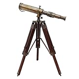 ECTORIA Telescope Brass Pirate Solid Spyglass Wood