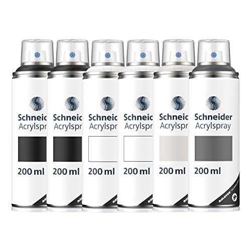 Schneider Paint-It 030 Acrylic Paint Pastel Set (6 Cans of High-Opaque Spray Paint, UV-Resistant, 6 x 200 ml, Acrylic Spray for Almost All Surfaces) 6 Different Pastel Colours
