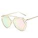 BVAGSS Fashion Mirrored Sunglasses Metal Frame Flat Women's sunglasses WS007 (Gold Frame, Pink Lens)