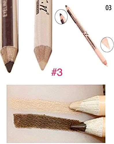 Hottie 2 in 1 Waterproof Duo Eyebrow Eyeliner and Concealer Pencil Double Ended Multifunctional Cosmetic Makeup Wonder Pencil (#3 Light Coffee/Matte Light Skin Tone)