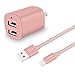 Tranesca Dual USB wall charger and 6ft MFI lightning charging cable for iPhone X,iPhone 8/8 plus/iPhone 7/7 plus/iPhone 6/iPad/iPad Pro and more (Rose Gold)
