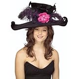 Rubie's Black Victorian Hat with Plumes & Flower