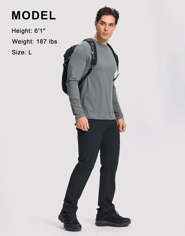 Pioneer Camp Wanderhose Herren Outdoor Trekkinghose 4-Wege Stretch Wasserabweisend Atmungsaktiv Schnell Trocknend Hose mit Reißverschluss für Klettern Bergsteigen(Black;L) 6