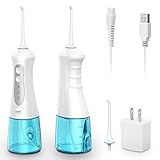 Merssyria Cordless Dental Water Flosser, Portable Oral Irrigator with 200 ML Water Tank, 3-Mode Rechargeable IPX7 Waterproof water Flooser with 2 Jet Tips for Home and Travel