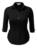 SHOPQUEEN Plus Size Stretchy Button Down Collar Office Formal Casual Shirt Blouse
