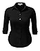 SHOPQUEEN Plus Size Stretchy Button Down Collar Office Formal Casual Shirt Blouse