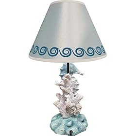 World of Wonders - Ocean Harmony - Sea Light Glow - Elegant Seahorse & Coral Decorative Table and Desk Lamp with Waves… 412uMDyMn0L